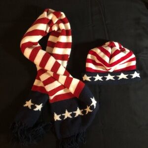 Patriotic Striped Scarf and Hat Set